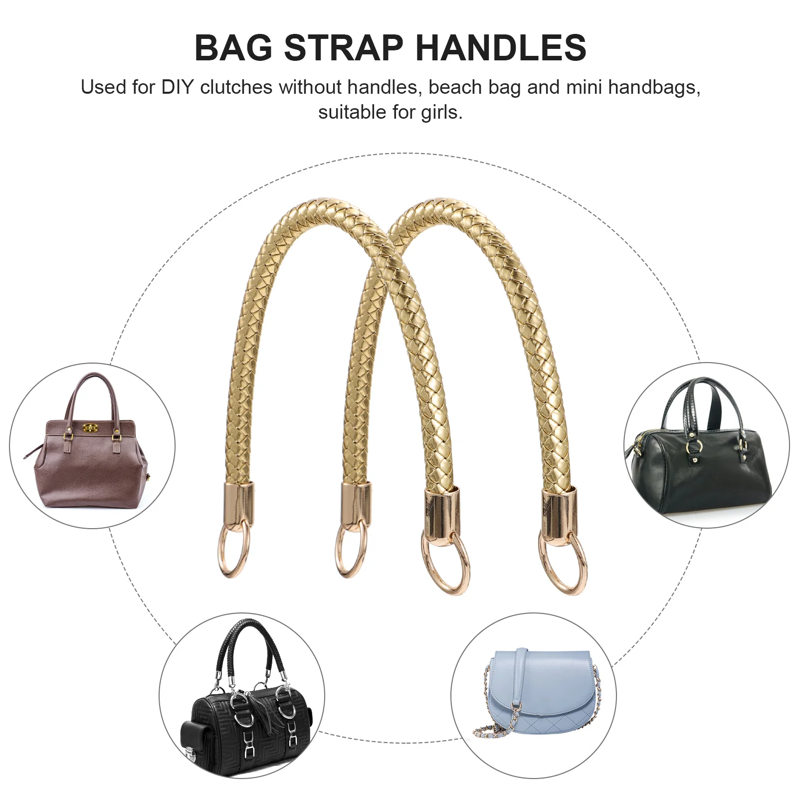 

2pcs Diy Handles Stylish Detachable Light Weight Replacement For Handbag Pu Bag Making Accessories Bag Strap Handles