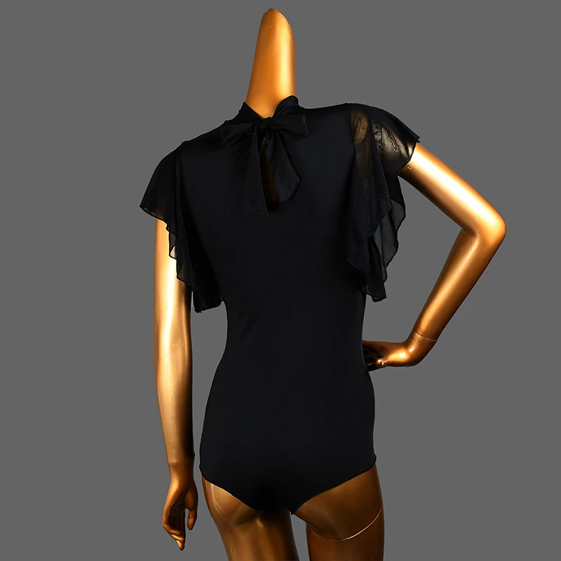 Damskie topy do tańca z siateczki gaza, nowoczesny taniec, taniec towarzyski, cha-cha, taniec latynoamerykański, strój do ćwiczeń akrobatycznych, kostium sceniczny.