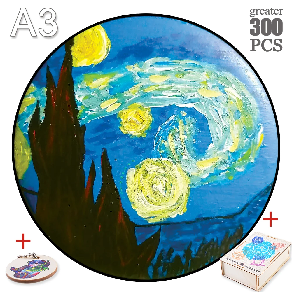 Top Quality Wooden Jigsaw Puzzles Irregular Shape Taichi Van Gogh Puzzles For Adults Kids Superb DIY Crafts Special Gifts