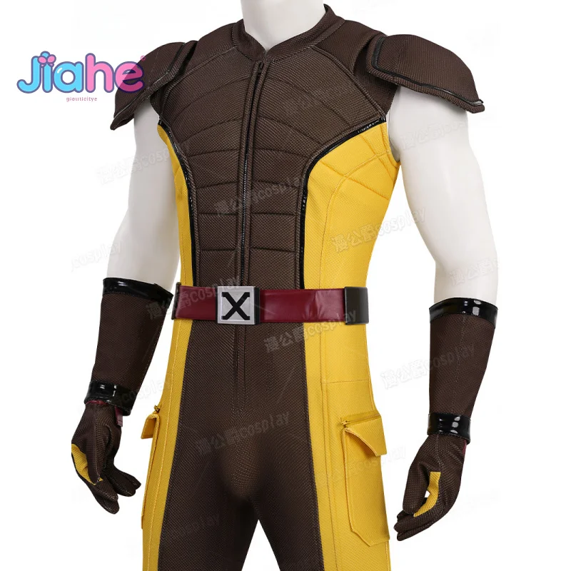 

Movie Wolverine Cosplay Logan Howlett Deadp 3 Costume Men's Halloween Fantasy jumpsuit paw shoes prop belt glove fashion new set