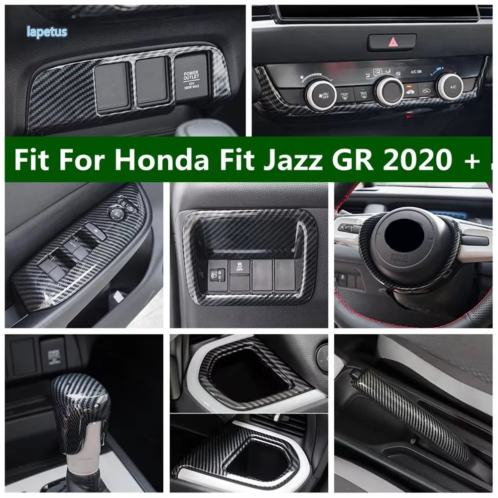 

Gear Shift Head Window Lift Button Handbrake Steering Wheel Frame Cover Trim For Honda Fit Jazz GR 2020 - 2022 Car Accessories