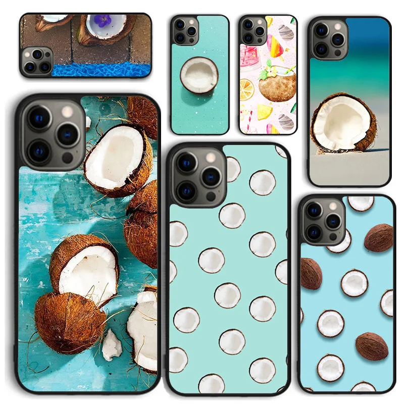 summer Fruit Coconut on the beach Phone Case for iPhone 16 15 14 12 13 mini PLUS X XS XR 11 PRO MAX Cover Fundas Shell