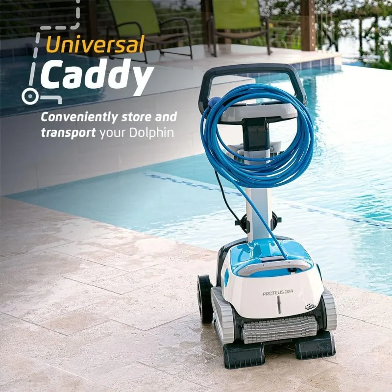 Dolphin Proteus DX4 Automatic Robotic Pool Vacuum Cleaner Includes Caddy for Easy to Transport and Storage, for In-Ground Pool