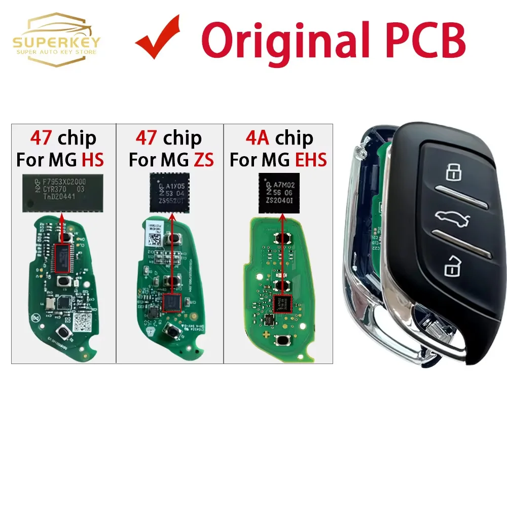 

SUPERKEY 4A чип ID47 чип оригинальная печатная плата для MG MG4 MG5 ZS MGHS гибрид HS EHS ZX GT Roewe Samrt удаленный автомобильный ключ без ключа Go