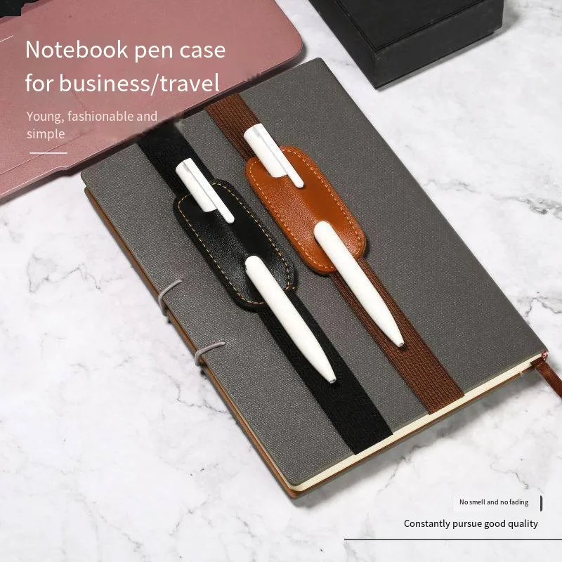 Multi-color simple single pen holder Leather pu high quality storage pen holder Rubber elastic band small pen holder pen holder