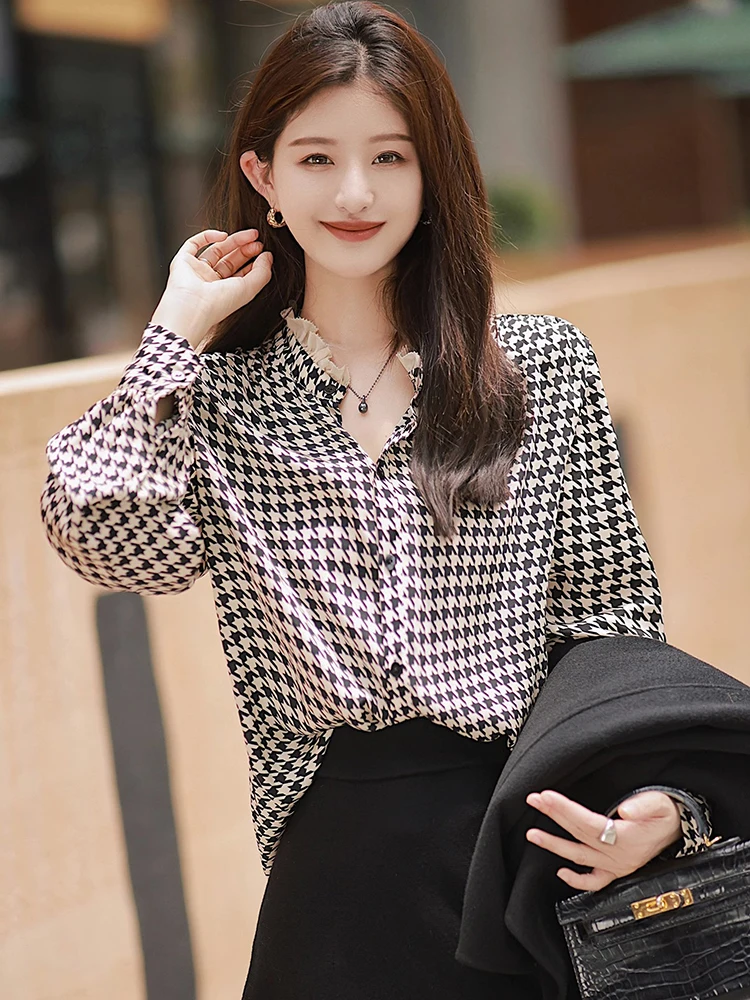 

Женская клетчатая рубашка с длинным рукавом, базовый слой для ношения под одеждой, весна-осень-зима, модный корейский стиль, дизайн с пуговицами