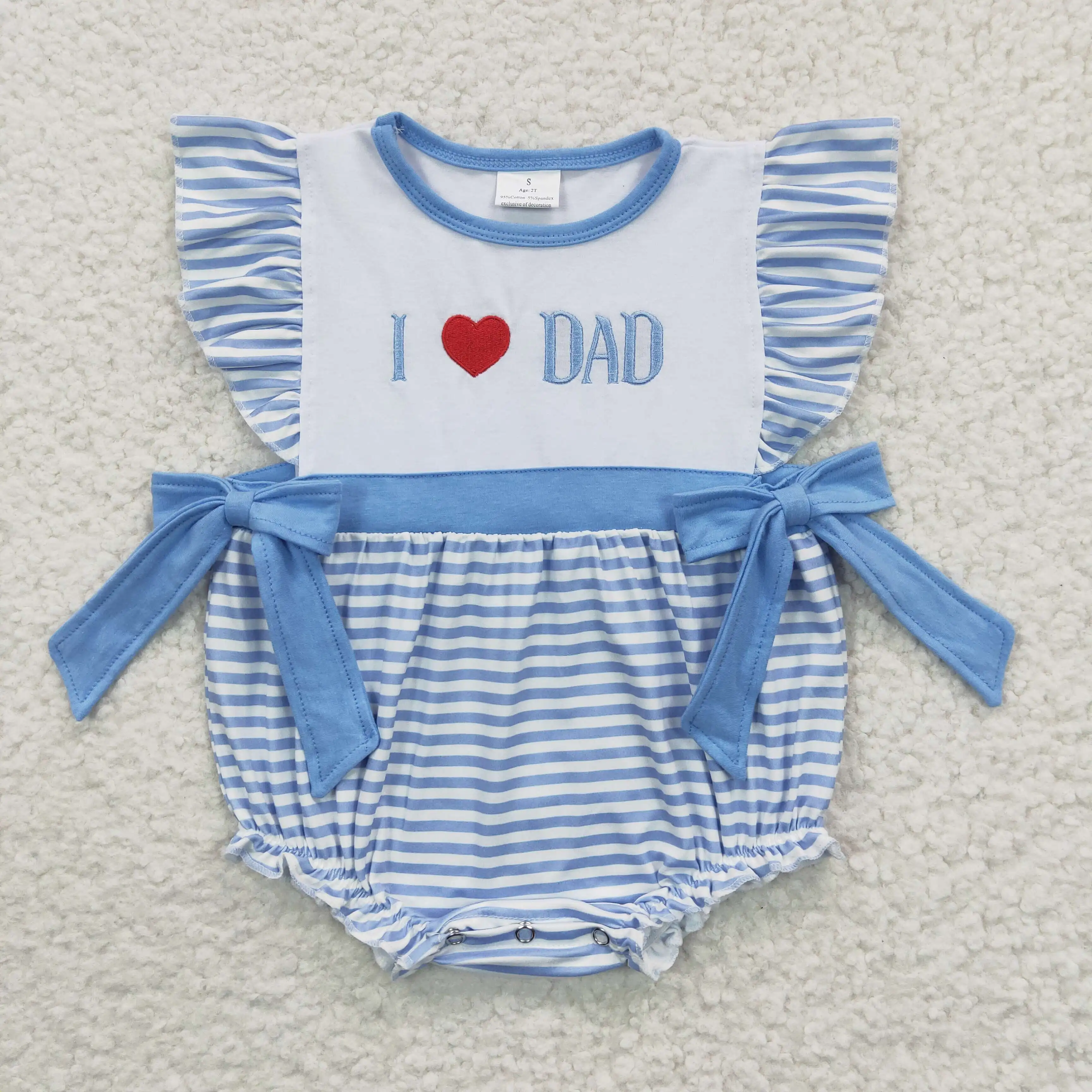 

2​023 New Stylish RTS I Love Dad Newborn Blue Onesie Kids Boutique Embroidery Clothing Baby Toddker Rompers