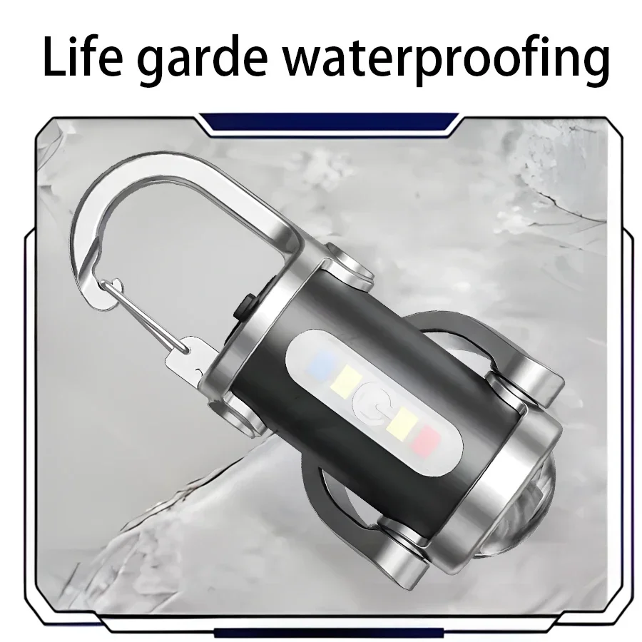 Lanterna LED recarregável com chaveiro - luz de trabalho multifuncional com 6 modos, lanterna externa para emergência e inspeção (LED COB)