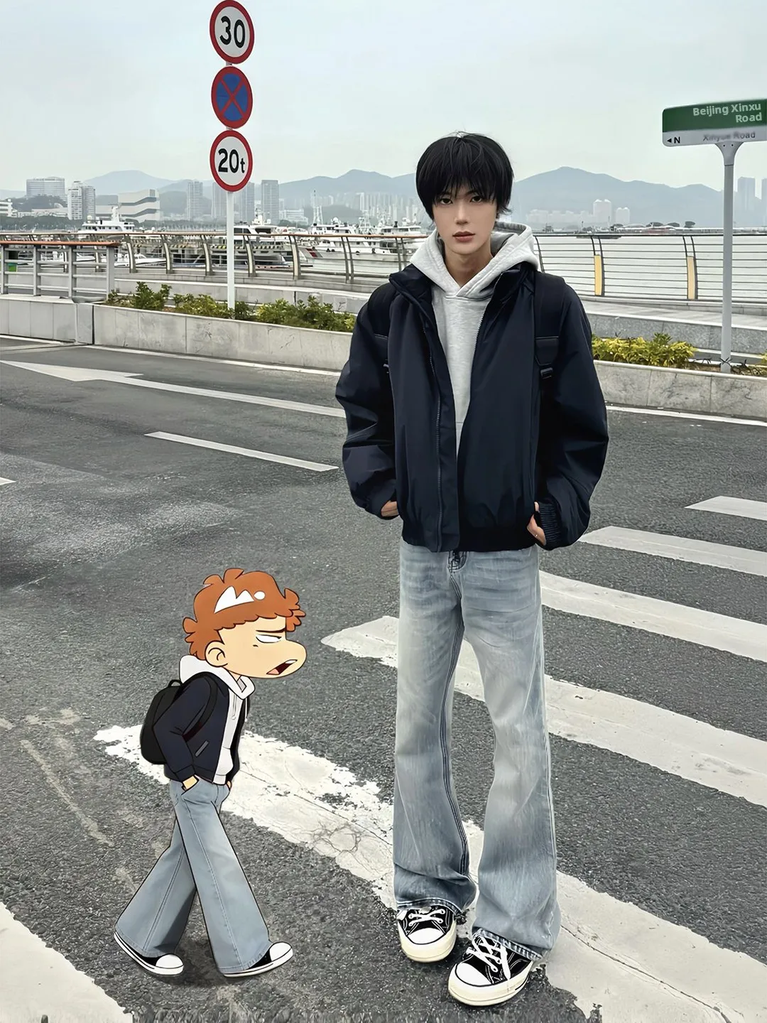 

Синие джинсы Slim Fit для мужчин, весенне-осенние, в американском стиле, прямые брюки с микро-клешем, повседневные, молодежные, Cleanfit