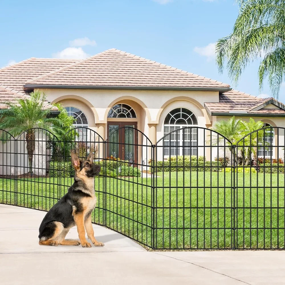 US Shipping Metal Garden Fence 42 Inch High 23.3 Feet Long 10 Panels 11 Stakes No Dig Dog Fence Animal Barrier Outdoor Yard