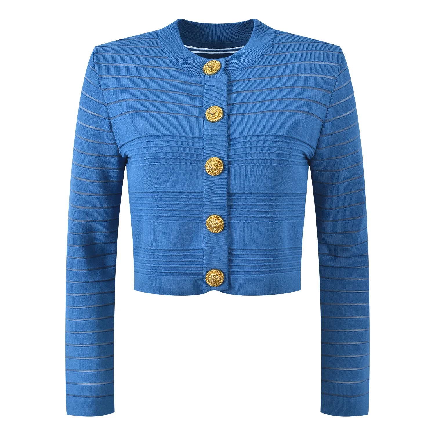 ZJYT Elegant Lady Blue Knitted Cardigans Sweater 2026 Autumn Winter Long Sleeve Women Knit Tops Female Jumper Mujer Hollow Out
