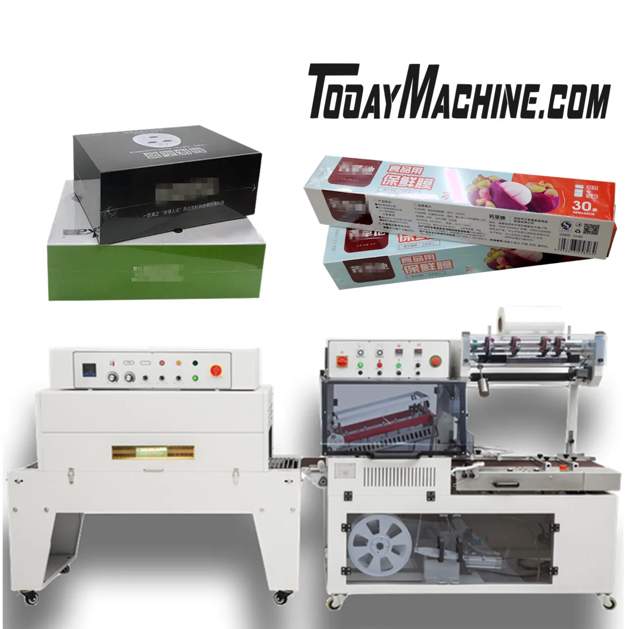 Automatic Pe Film Heat Shrink Tunnel Packing Water Bottle Shrink Sleeve Cutting Wrapping Machine