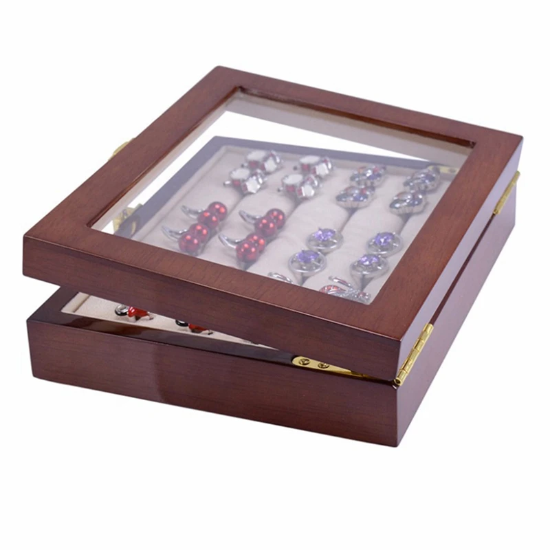 1 PCS Glass Cufflinks Box For Men Painted Wooden Collection Display Box Storage 12Pairs Capacity Jewelry Display Box