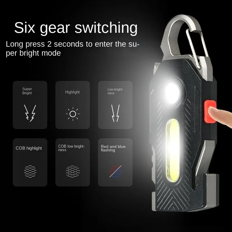 Outdoor Camping LED Light Multi Functional Charging Emergency Light COB High Brightness Light Convenient Keychain Work Light