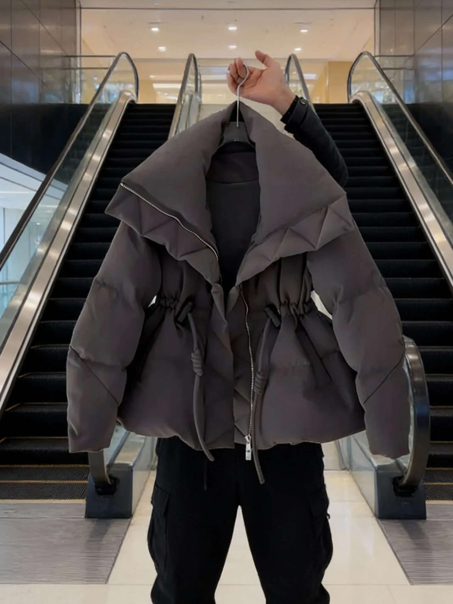 Ele Bla Cintura-Aconchamento Feminino para baixo Jaet Ultra Quente Gola Emagrecimento Casacos Commute Sle Coreano Faion