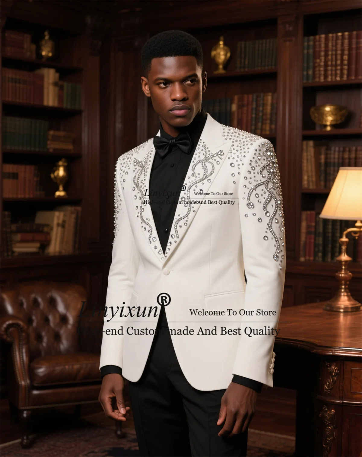 

Блестящие стразы и кристаллы, смокинг, мужские костюмы, комплекты из 2 предметов, мужские пиджаки для выпускного вечера, индивидуальный облегающий свадебный костюм жениха Homme
