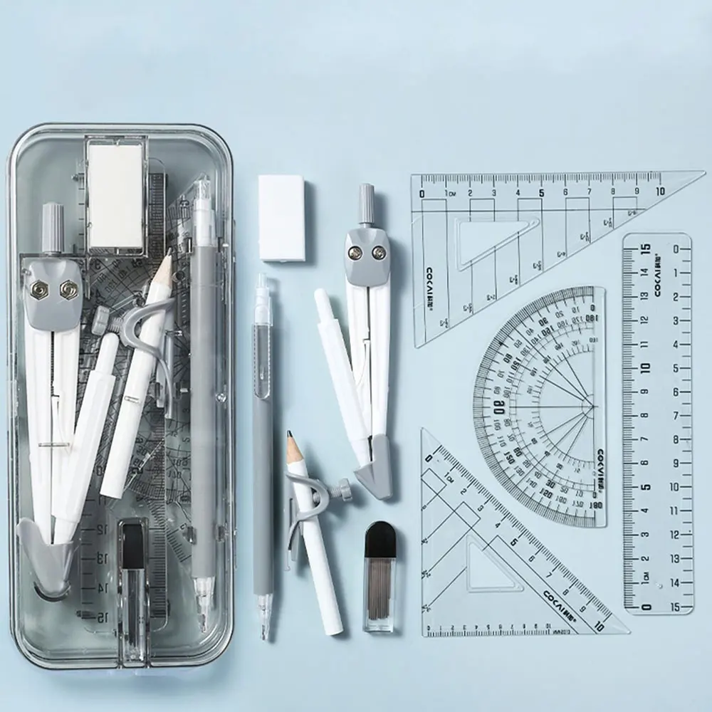 9-piece compass ruler set special drawing drawing tool examination stationery multi-function drawing tool