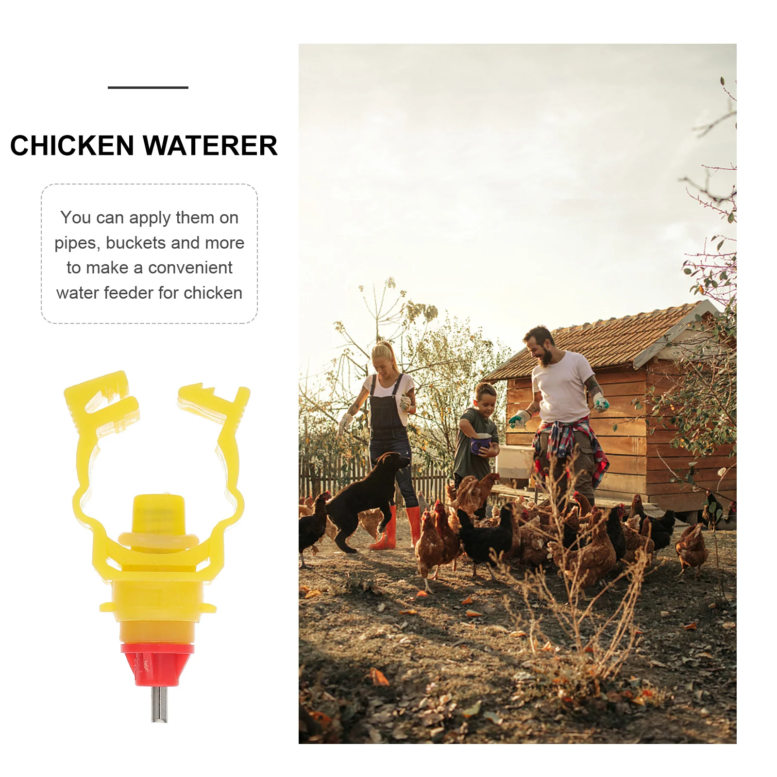 

20Pcs Chicken Water Feeder Spring Clip Automatic Poultry Drinker Waterer for Buckets Hen Duck Quail Game Birds