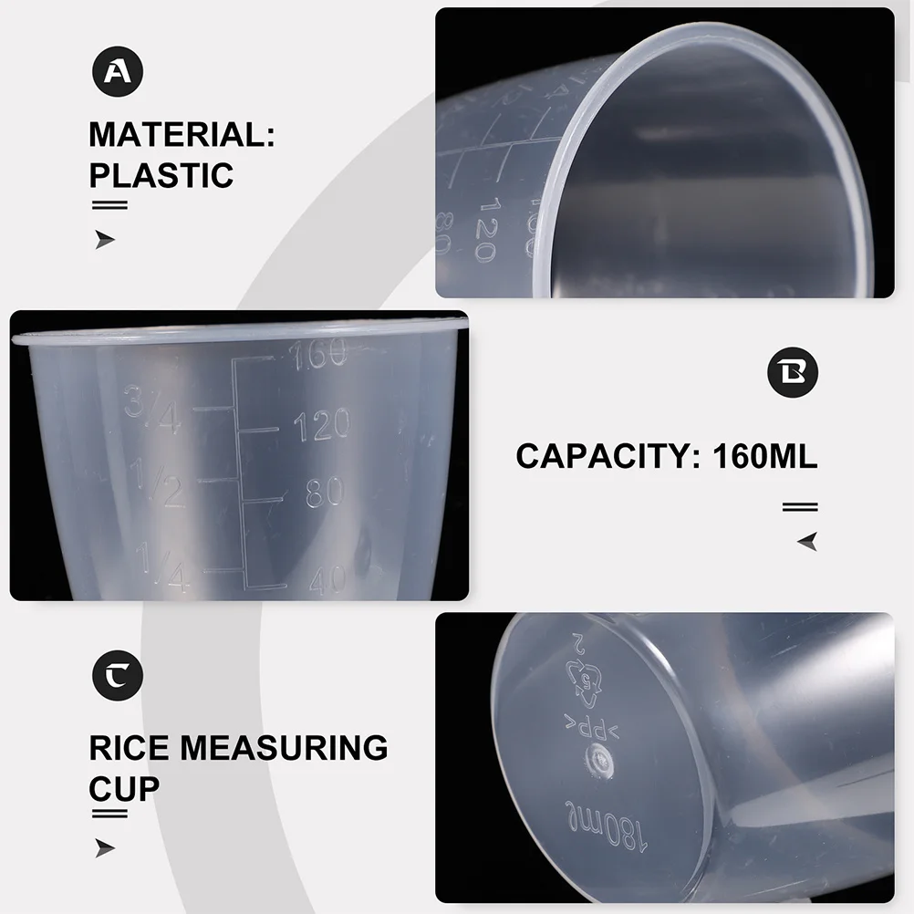 

20Pcs Rice Measuring Cup 160Ml Transparent Plastic Graduated Measuring Cup for Kitchen Liquid Dry Ingredients Rice Cooker