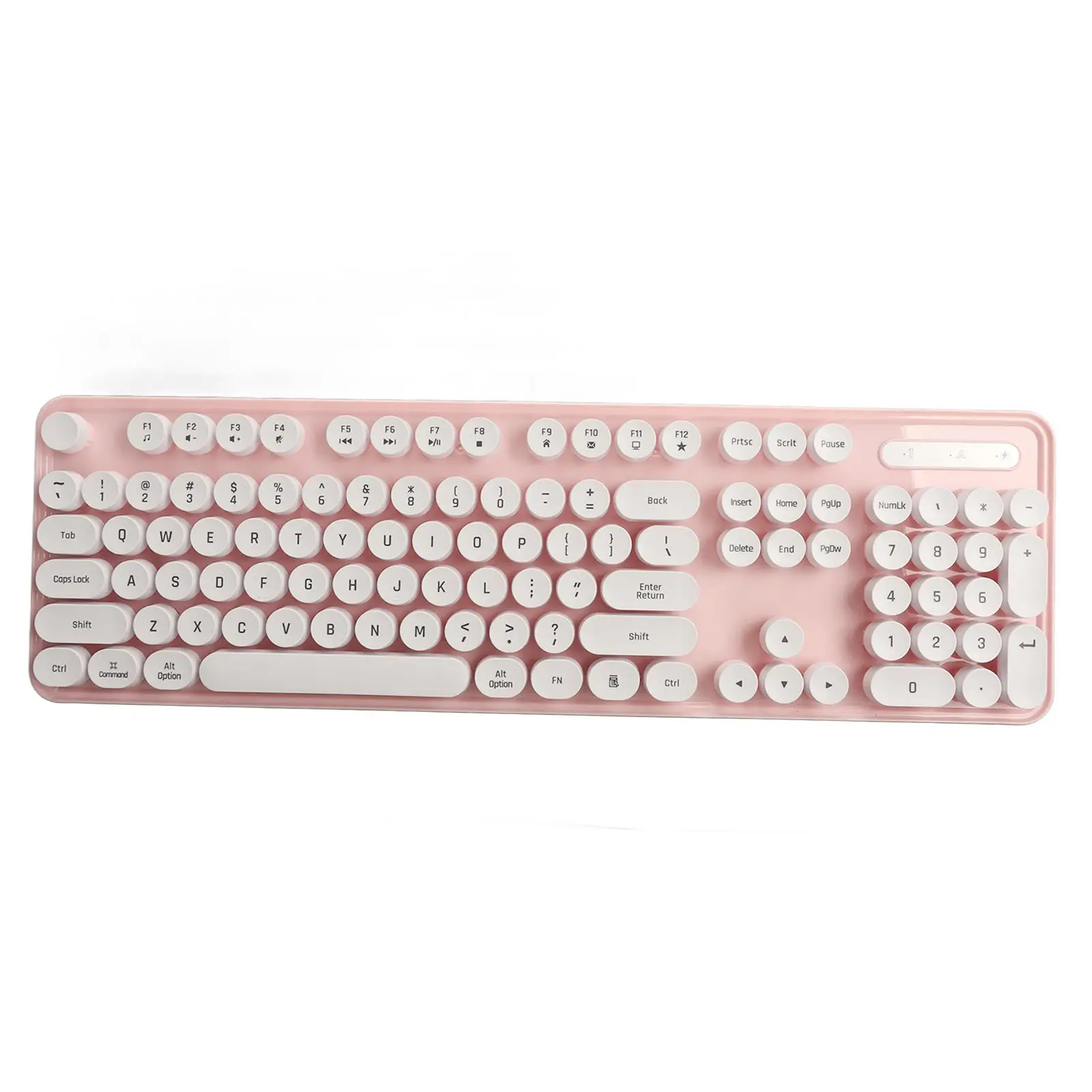 Retro Color 2.4G Wireless Keyboard Mouse Combo with Round Keycaps and Numeric Keypad