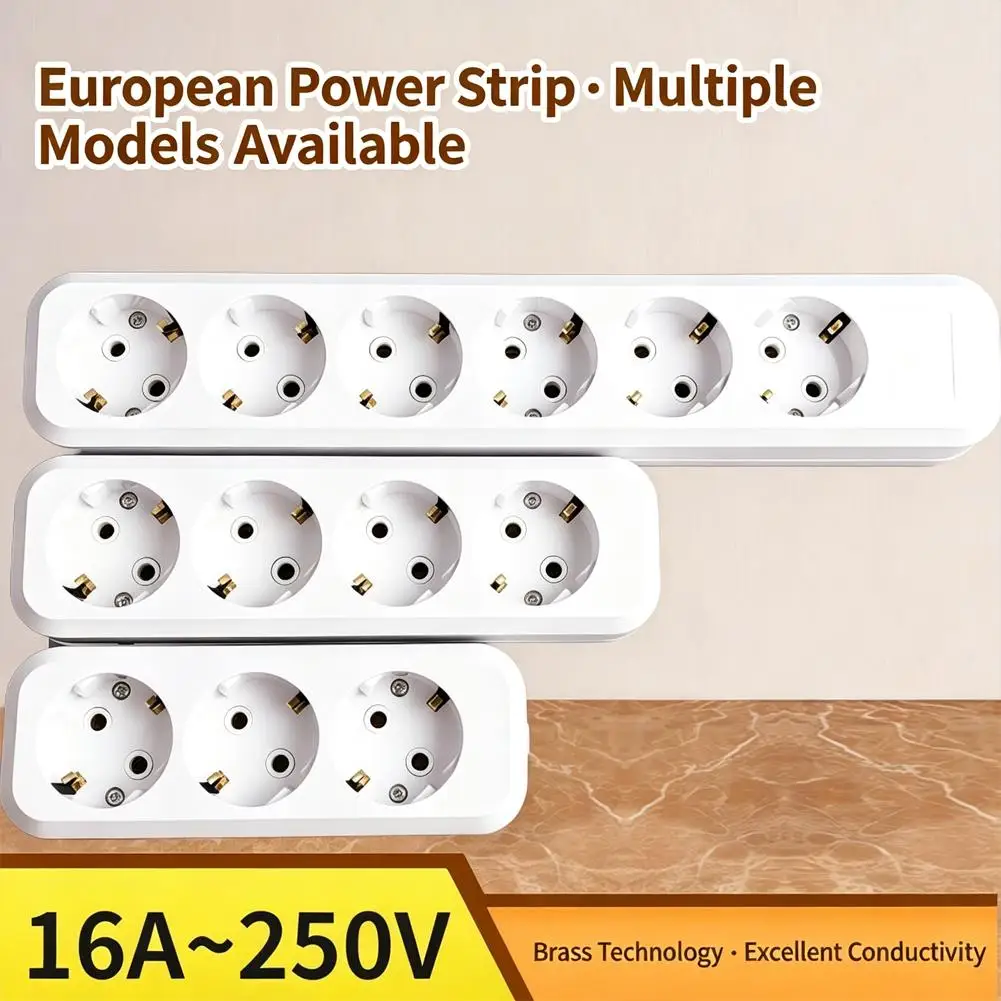 White Wall Surface 3 4 5 Sockets Plugs EU Exterior Electrical Outlets Ground Power Socket Flame Retardant Paint Plastic Plug