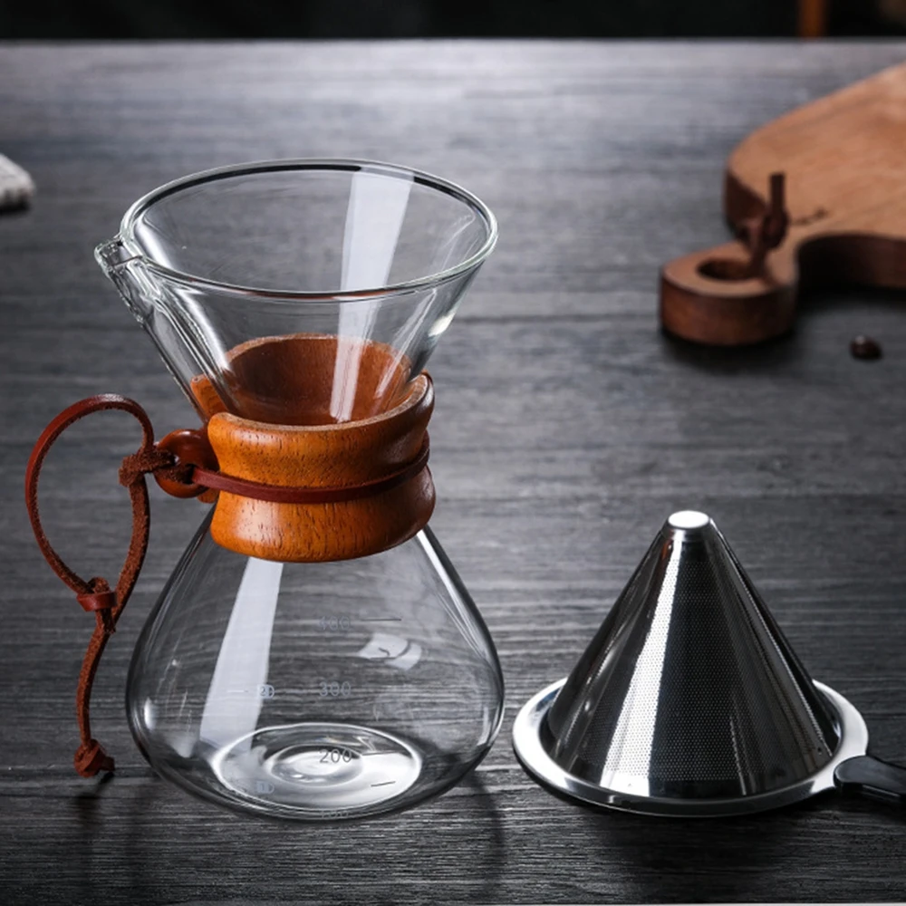 Hand Coffee Pot Drip Vintage Set Thickened Bamboo Glass Coffee Pot Coffee Filter Cup Utensil Pot