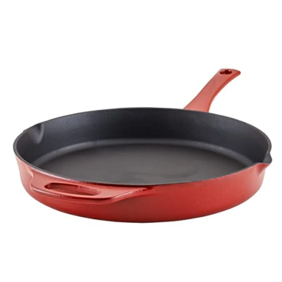 

NITRO Cast Iron Frying Pan/Skillet with Helper Handle and Pour Spouts