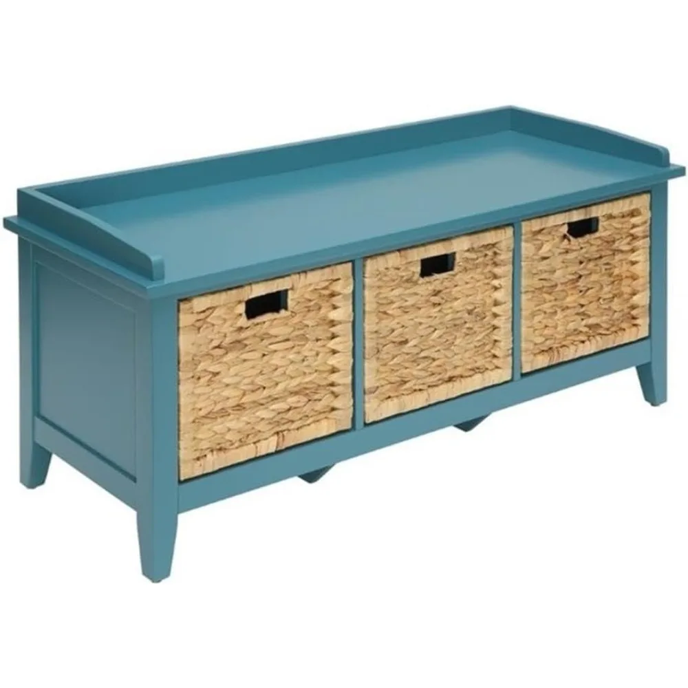 Storage Bench in Teal Living Room Table Sets Rectangular Storage Bench 3 Drawers Wooden Seat