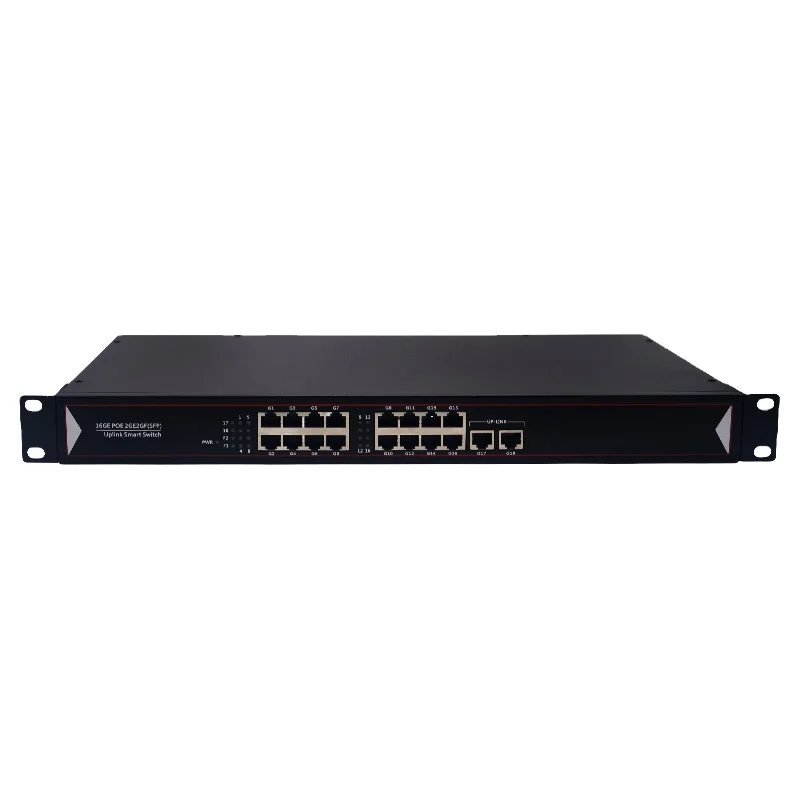 10/100/1000M 16 Port PoE Switch With 2 Gigabit RJ45 Uplink 48V 260W Power Over Ethernet