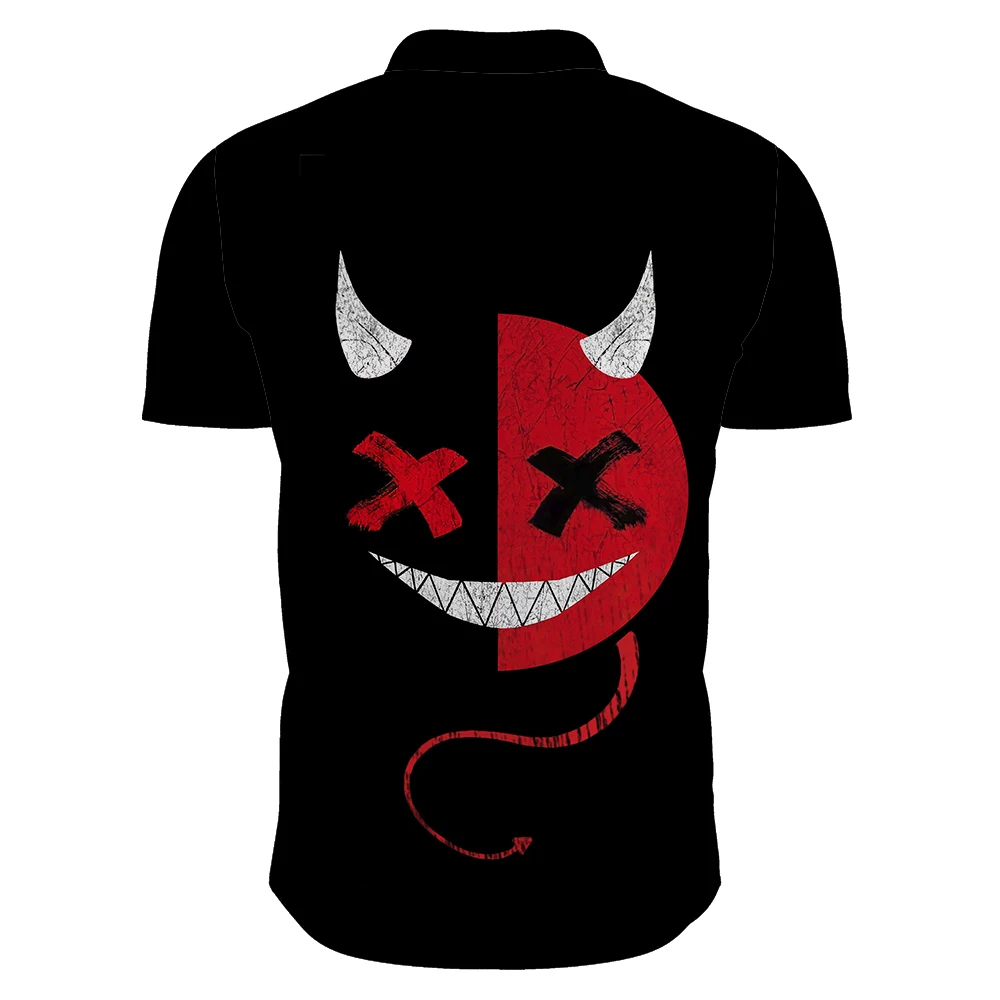 Camiseta holgada informal con estampado 3D para hombre, manga corta, Color a juego, estampado de cara sonriente, ropa para hombre