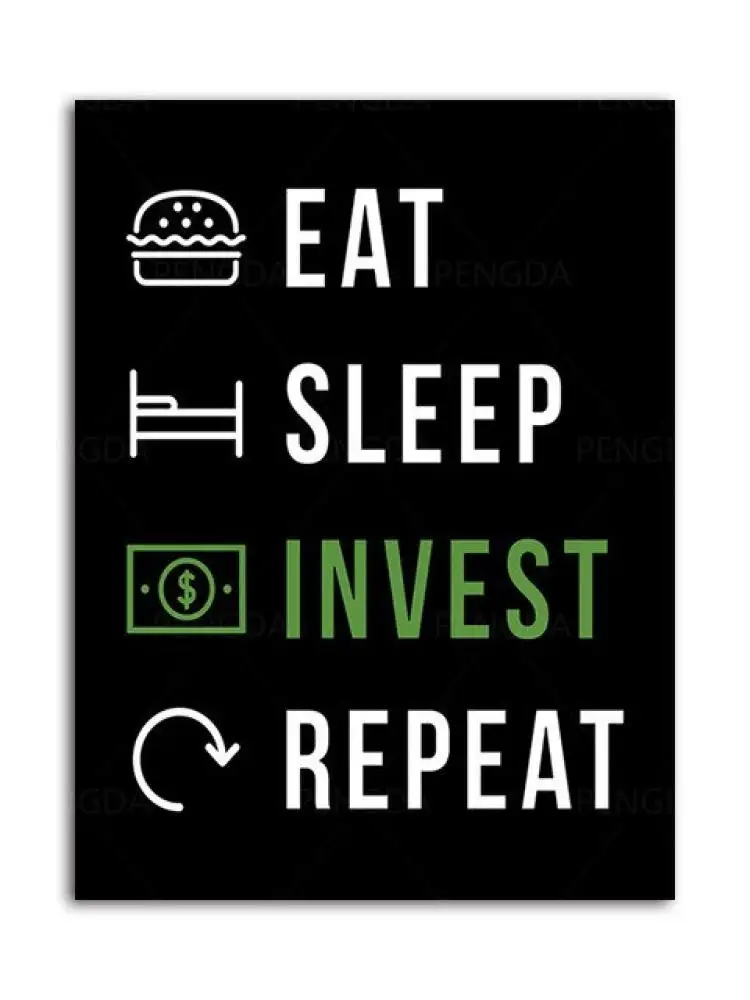 Motivational Quotes Poster - Money Is Calling - Eat Sleep Invest Repeat - Wall Art Picture Canvas Print - Room Home Decor