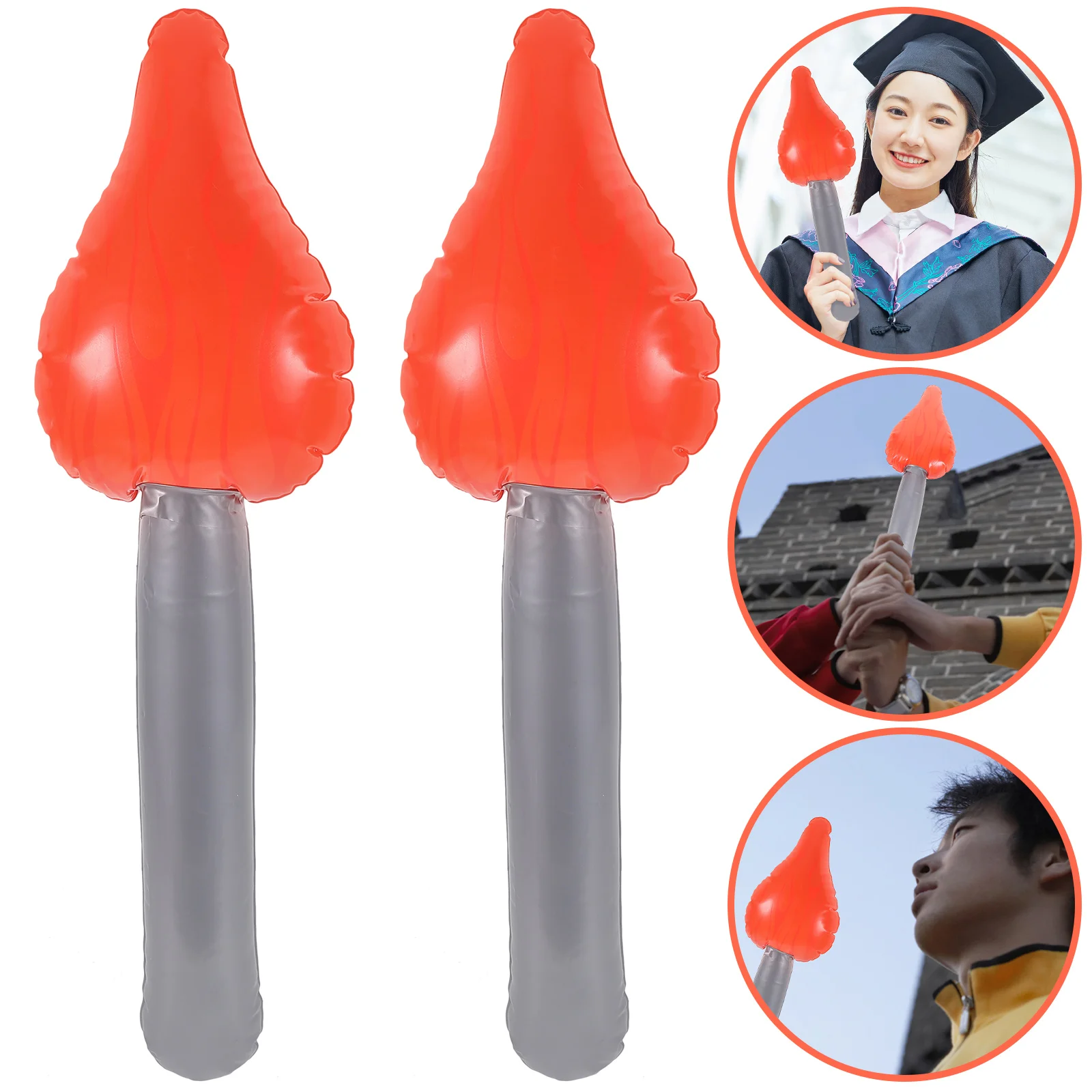 

2pcs Inflatable Torch Toys PVC Bonfire Decoration Halloween Party Props Safe Reusable Toy Torches Camping Stage
