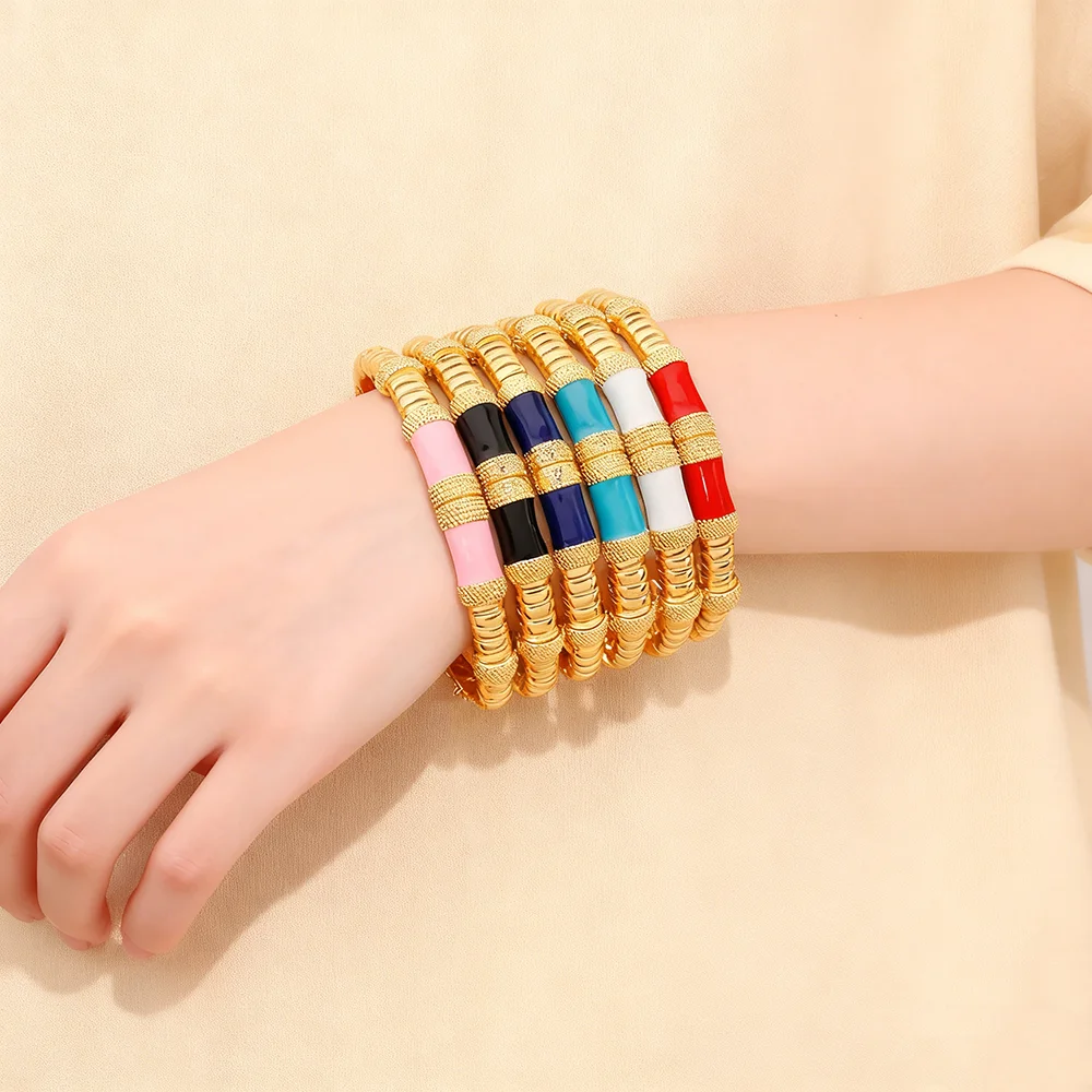 

gold plated ring and bracelet nigerian jewelry set High Temperament Multy Colors Personalized bracelets Girl Gift Free Shipping