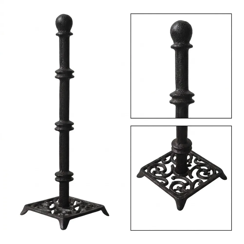 Vintage Cast Iron Holder Black Rustic Paper Towel Stand For Bathroom Kitchen Countertop Home Decor Wall Mounted Hardware