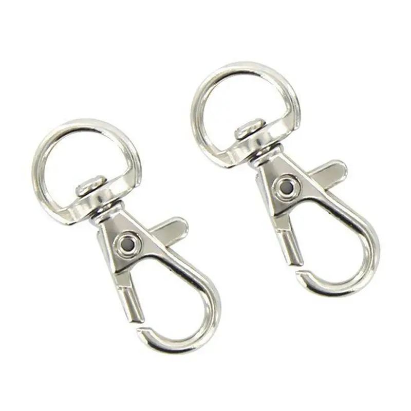 ABJN-300Pcs Swivel Carabiners Keychain Silver Color