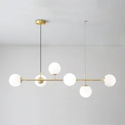 Nordic Pendant Light LED Glass Ball Golden Restaurant Chandelier Modern Bar Living Room Bedroom Dining Home Decor Fixture Lamp
