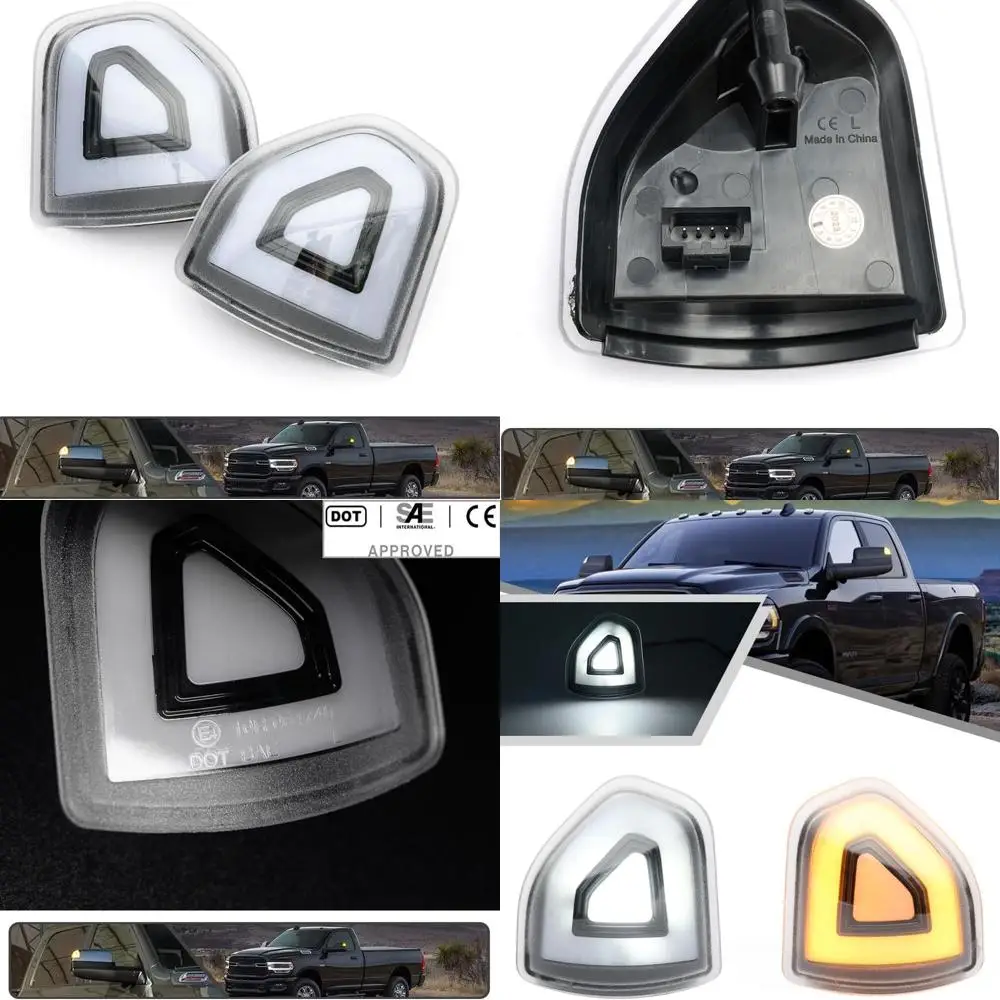 

Янтарные светодиодные зеркальные указатели поворота с белыми светодиодными парковочными/беговыми огнями на 2021-2023 годы Dodge Ram 1500, 2022-2023 Ram 1500 Classic, 20