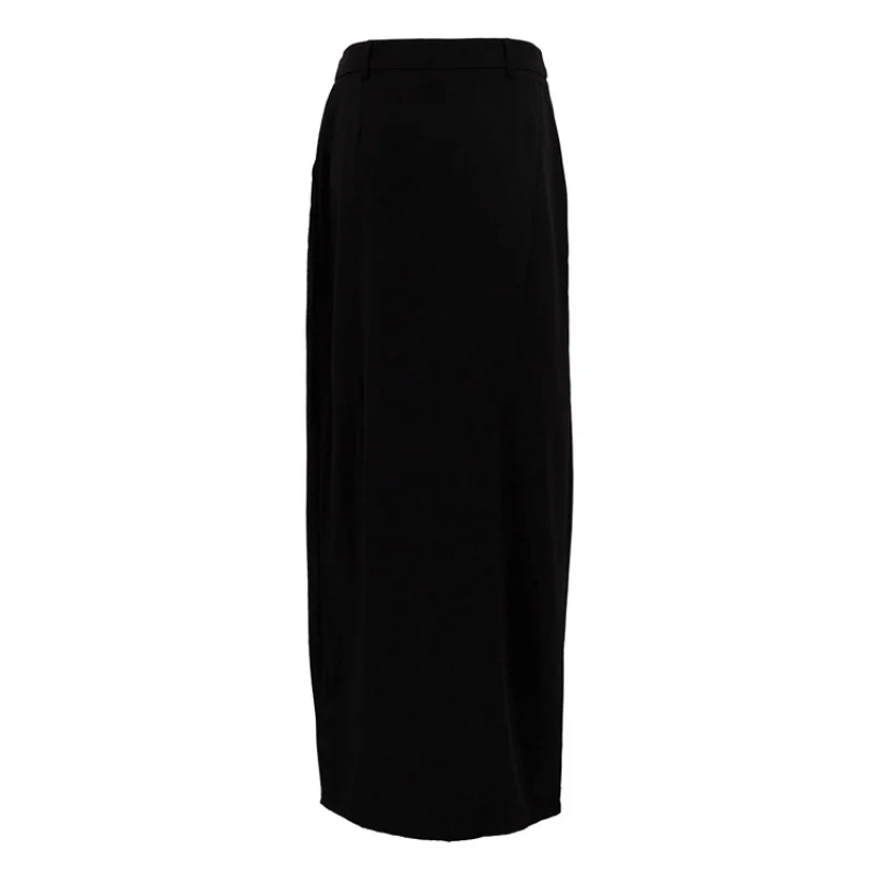 Women's Black Split Satin Drape Skirt, Slimming Dress, Niche Design, New, Summer