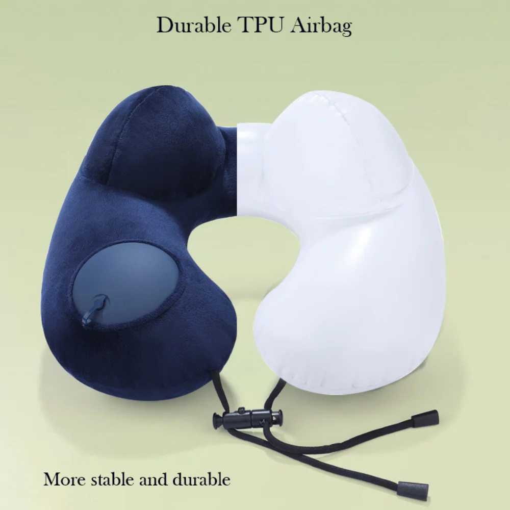 Travesseiro portátil em forma de U, design de corcunda dupla, travesseiro de pescoço inflável, travesseiro de viagem ergonômico