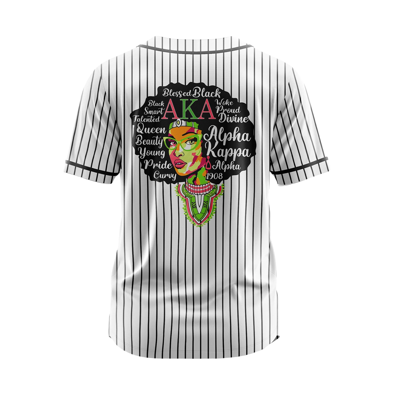 قميص بيسبول مخطط أبيض للنساء، قميص بيسبول رياضي كاجوال من AKA، قميص بيسبول قابل للتنفس وفضفاض مصنوع من النايل #3