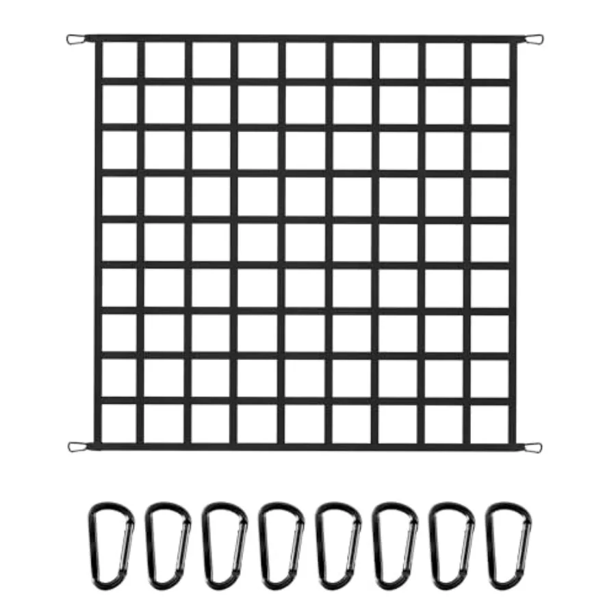

Первая плоская эластичная грузовая сетка для кузова пикапа 4' x 4', расширяющаяся до 10' x 10', усиленная грузовая сетка 25 мм с двумя вариантами использования.