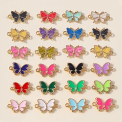 Leslie 10pcs/lot Colorful Mini Butterfly Charm Pendant Connector for Bracelet Necklace DIY Jewelry Making Small Butterfly Charms
