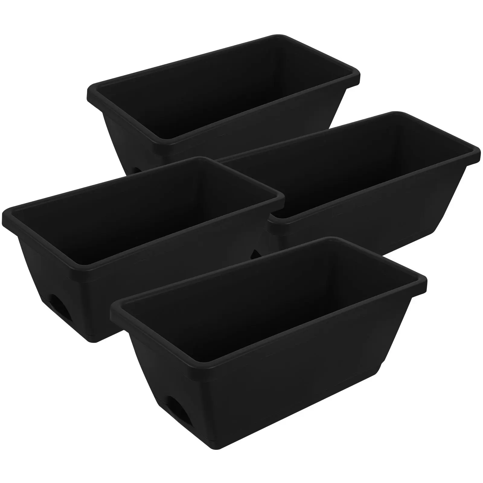 

4Pcs Black Plastic Flower Pot Rectangular Planter with Tray for Bonsai Cactus Outdoor Indoor Garden Planters Flowers Vegetables