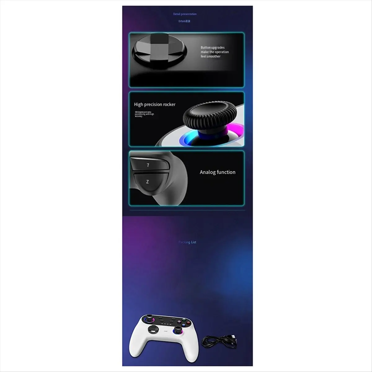 

T81C! Функция программирования беспроводного контроллера для Nintendo Switch, рукоятка Switch Pro, RGB-подсветка, беспроводной Bluetooth B
