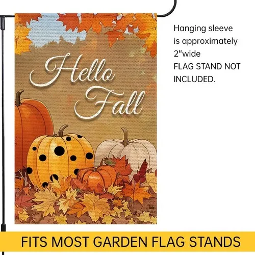 علم حديقة عيد الشكر من Hello Fall، 12 × 18 بوصة خريف مزدوج الجوانب RMQ-36 VVJ HHU