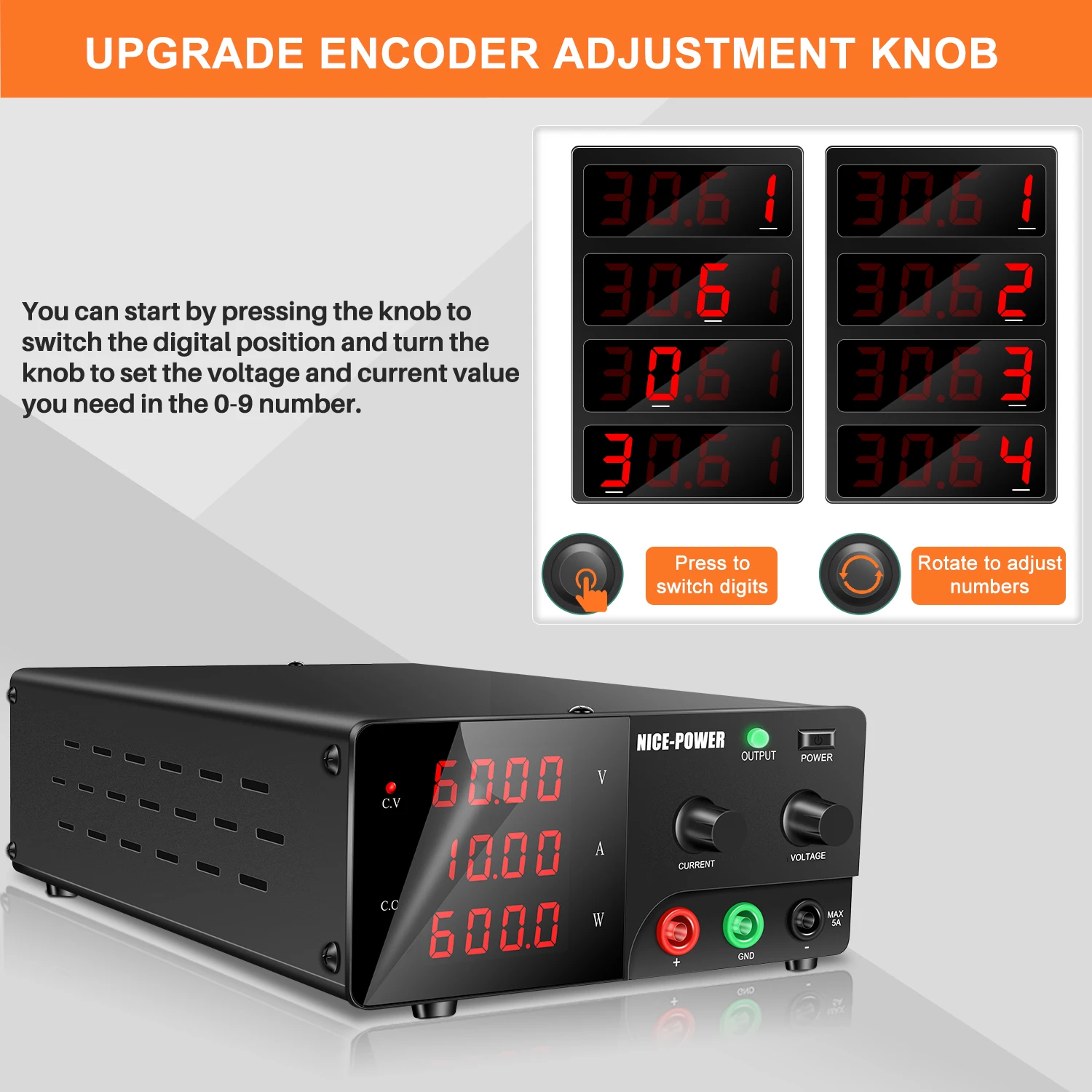 60V 20A 100V10A 200V 5A 30V30A Adjustable Regulated DC Power Supply High Power 450W-1200W Variable Voltage Current Regulator 15V