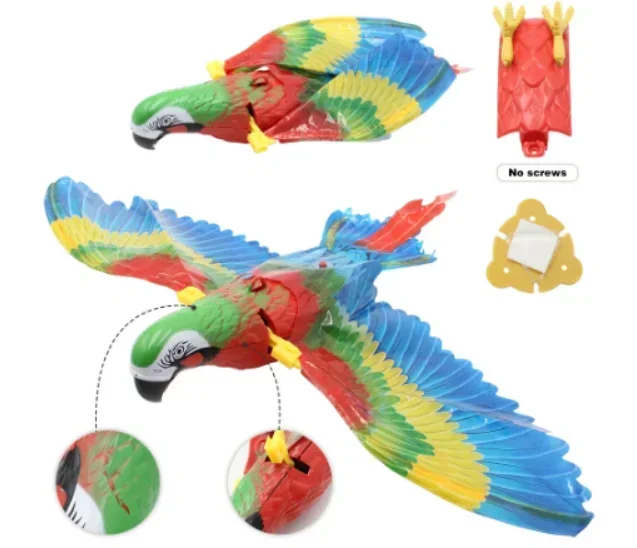 Eagle Parrot Hanging Door Cat Toy Flying Bird Electric Cat Tearer Hanging Sound Playing Cat Stick Cat Pet Toy