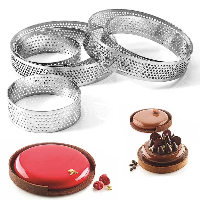 FAIS DU Perforated Round Tart Ring Stainless Steel Fruit Pie Tartlet Mold for Baking DIY Dessert Cake Mousse Molds Kitchen Tools