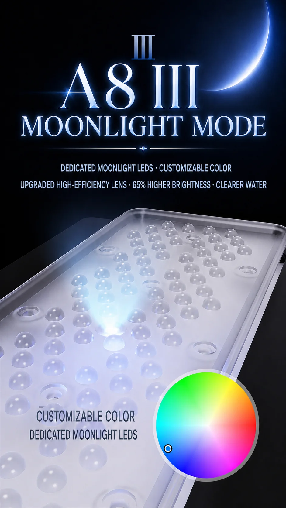 AIPAI A8 III SE PRO WiFi Smart Aquarium LED-Licht 8-Kanal-Steuerung Anpassbares Mondlicht Hohe PAR Korallenriff-Lampe für Salzwasser-Meeresaquarien – Detail 3