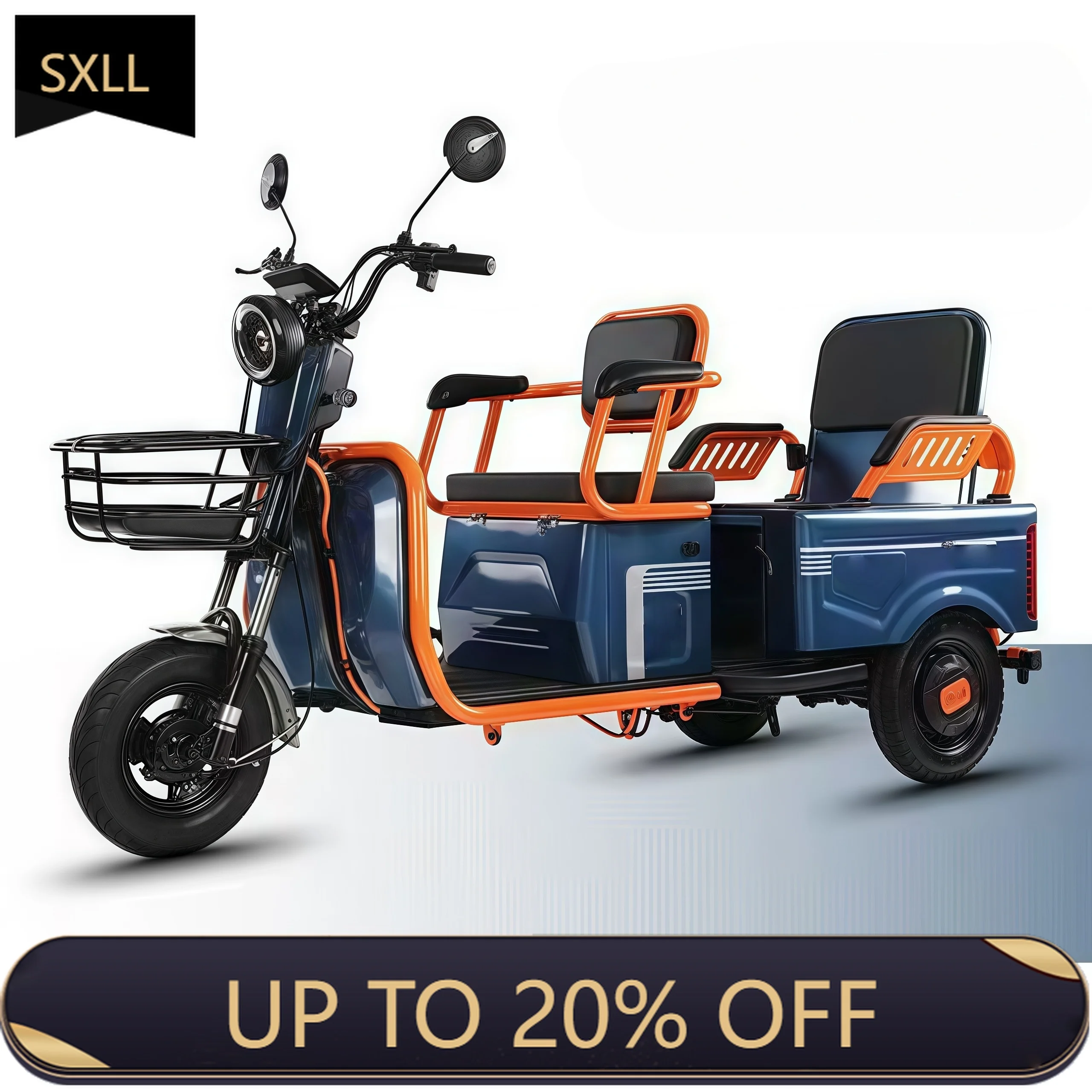 

Электрический трицикл от китайского производителя SXLL, городской, для взрослых, мощность 800 Вт.